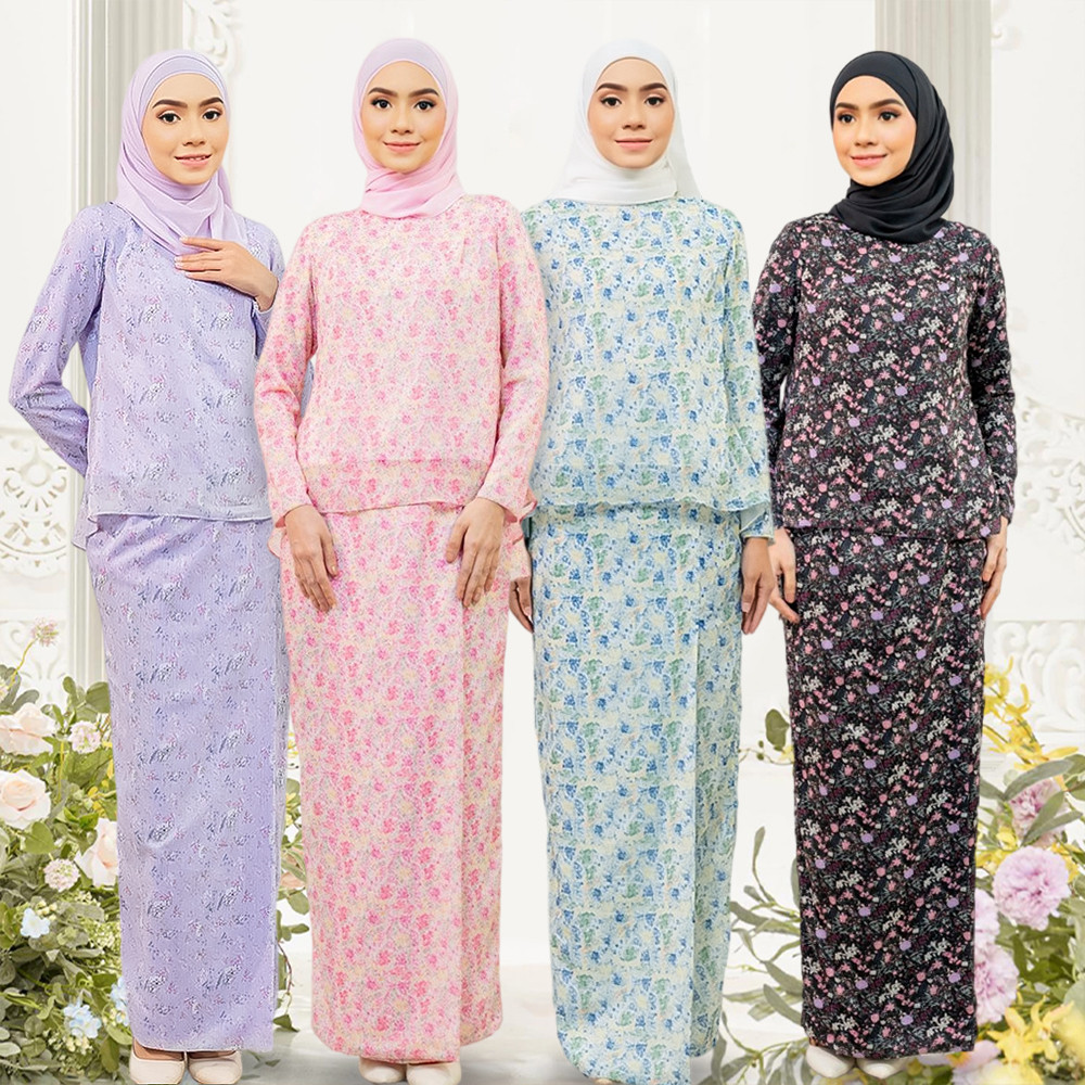 Baju Kurung Moden Floral Muslimah Kurung Baju Raya 2025 Kedah/Nikah