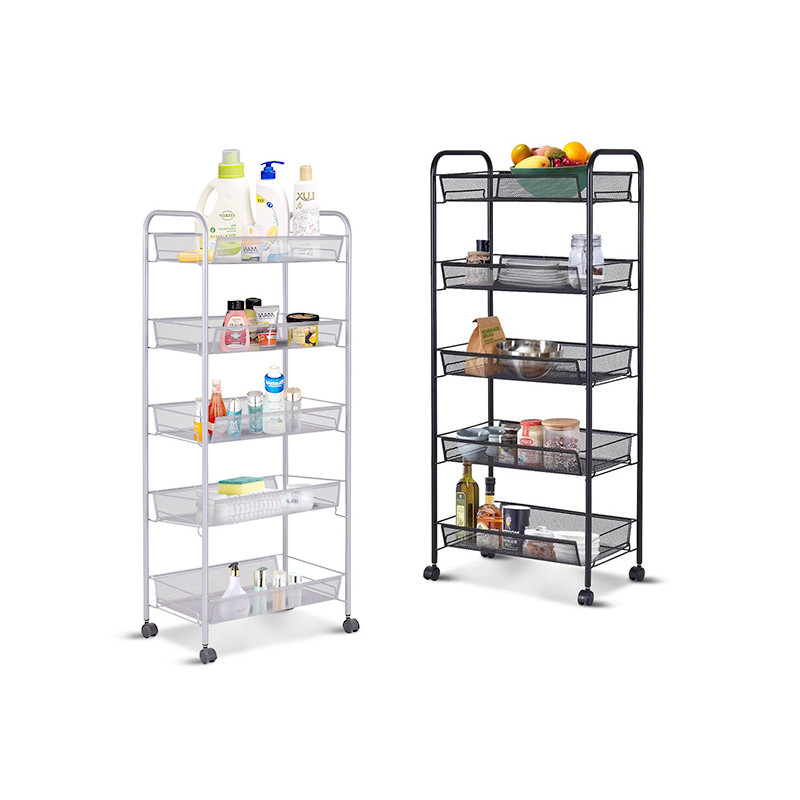 5 Tier Multipurpose Trolley Storage Rack with Wheel Removable Drain ...