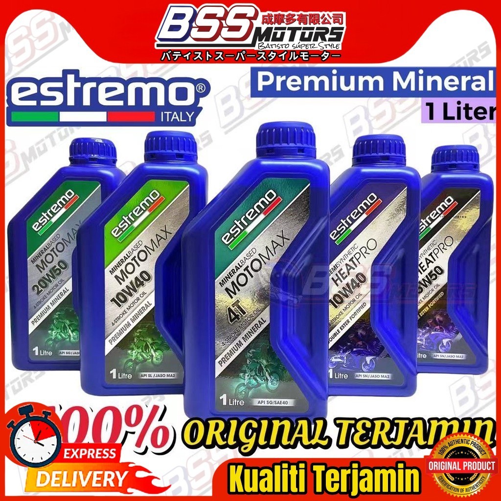 ESTREMO Engine Oil 100 ORIGINAL Italy HEATPRO MOTOMAX 4T Fully