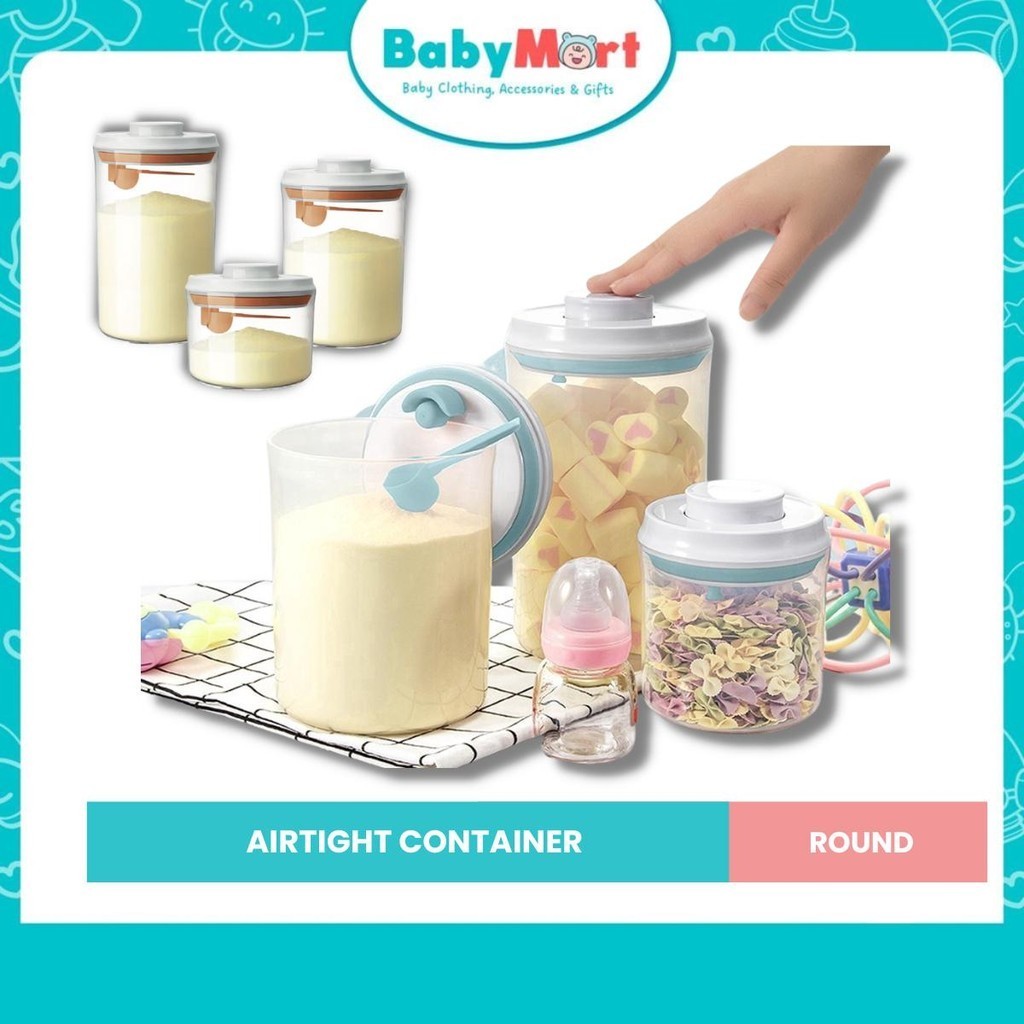 Airtight Press Container Milk Powder Food Storage Reusable Round Bekas ...