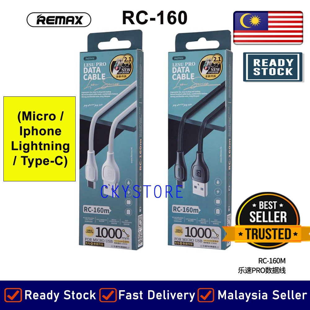 REMX RC-160 LESU PRO SATA CABLE 1M 2.1A for (Micro / Light--ning / Type ...