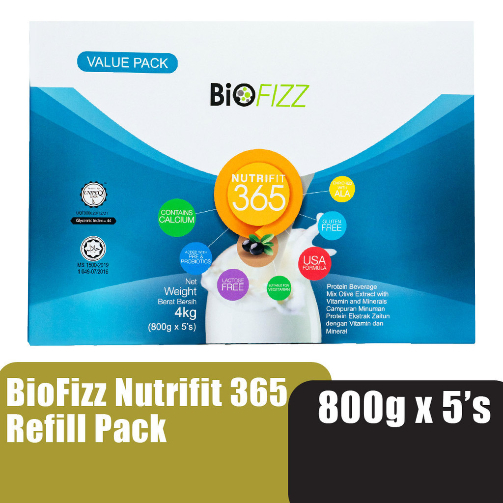BIOFIZZ Nutrifit 365 Refill Pack 800g X 5 Meal Replacement Vegetarian