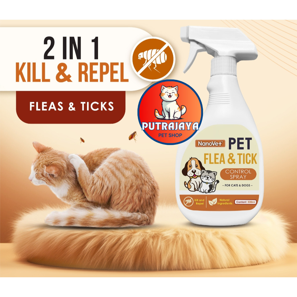 Nanovet® Pet Flea and Tick Control Spray for Cat and Dog (500ml ...
