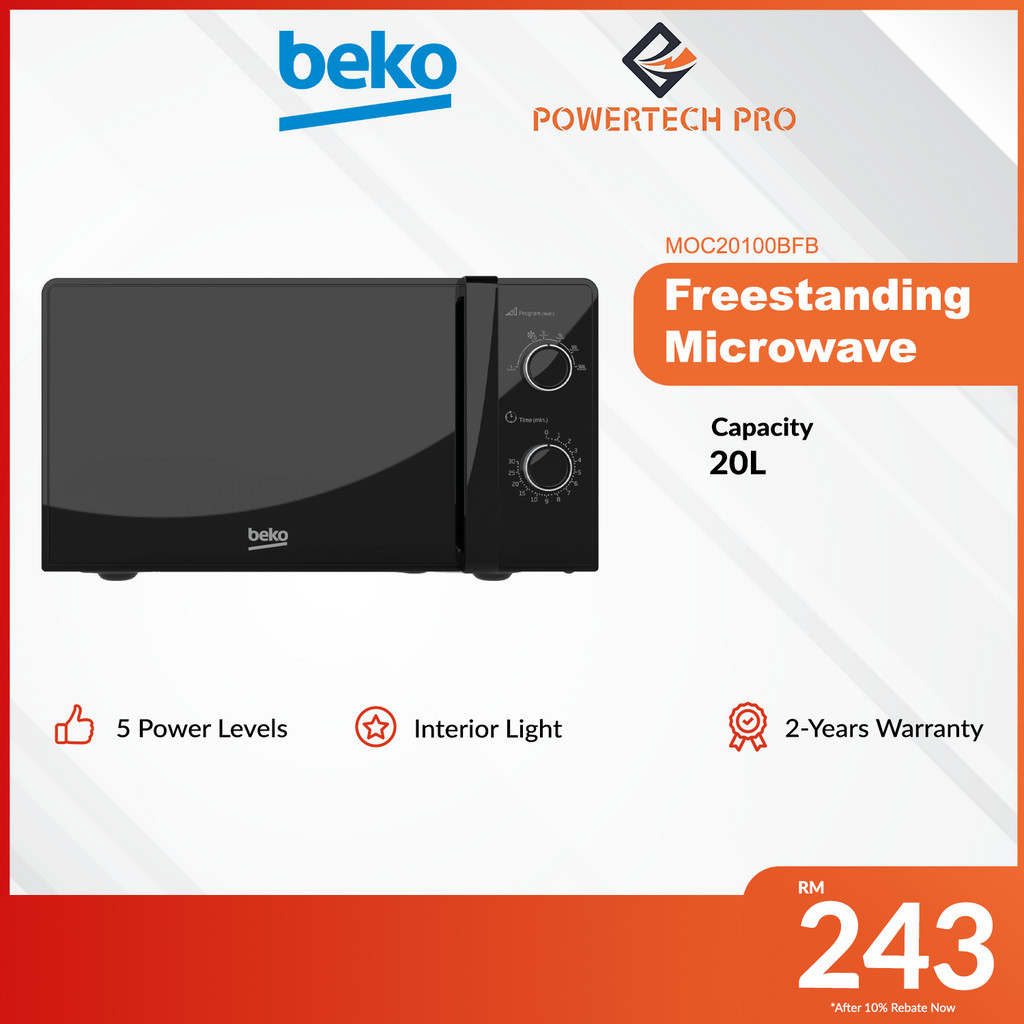 Beko Freestanding Microwave with Interior Light 5 Power Levels Defrost ...