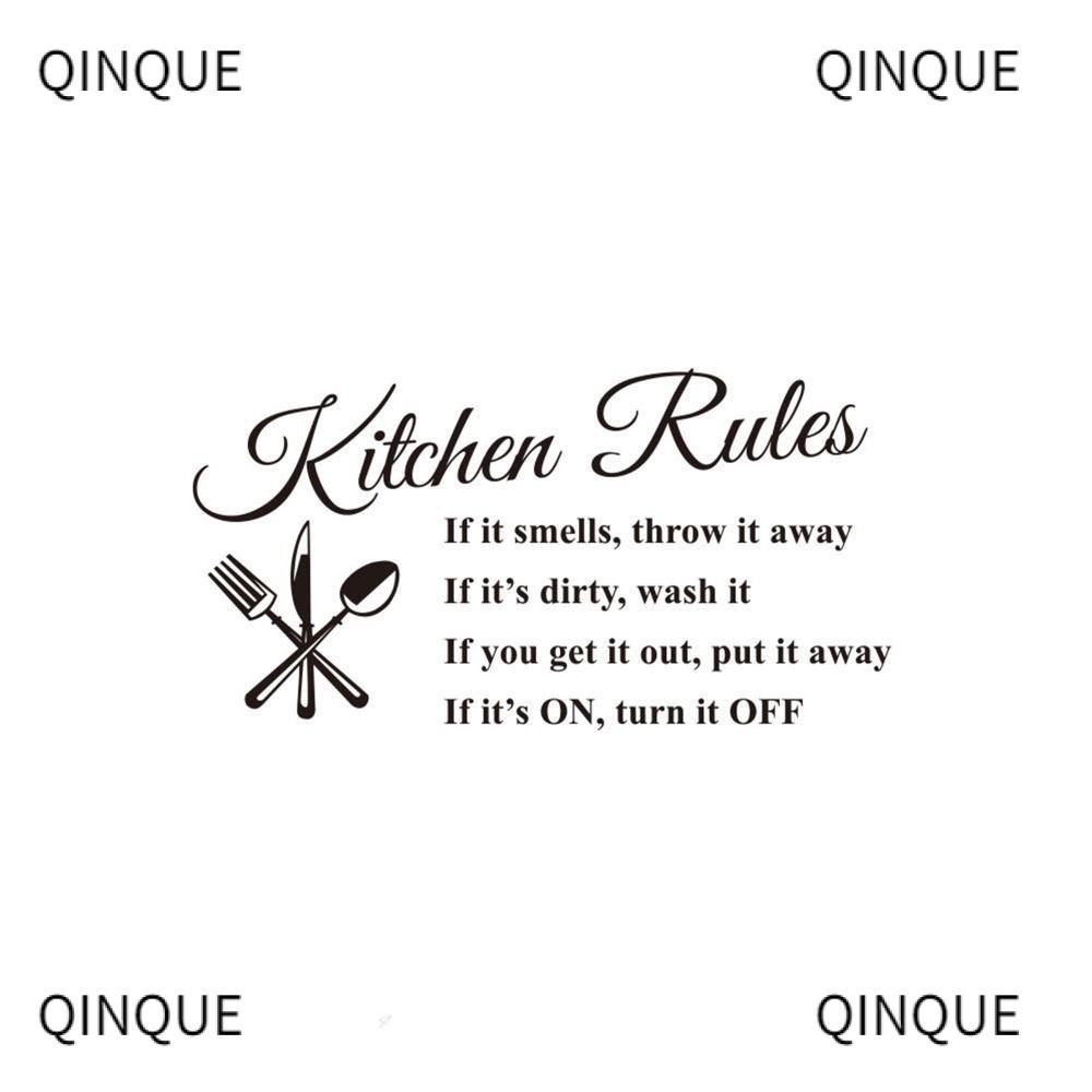 QQIN 1/2PCS Wall Stickers Removable Washroom Toilet Rules Kitchen Rules ...