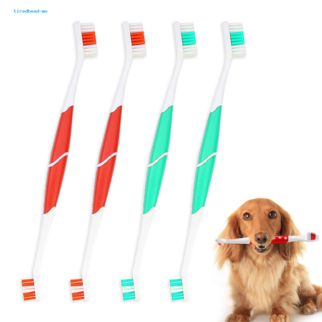 Tiredhead Dual Effect Pet Toothbrush 2pcs Double Headed Pet Toothbrush