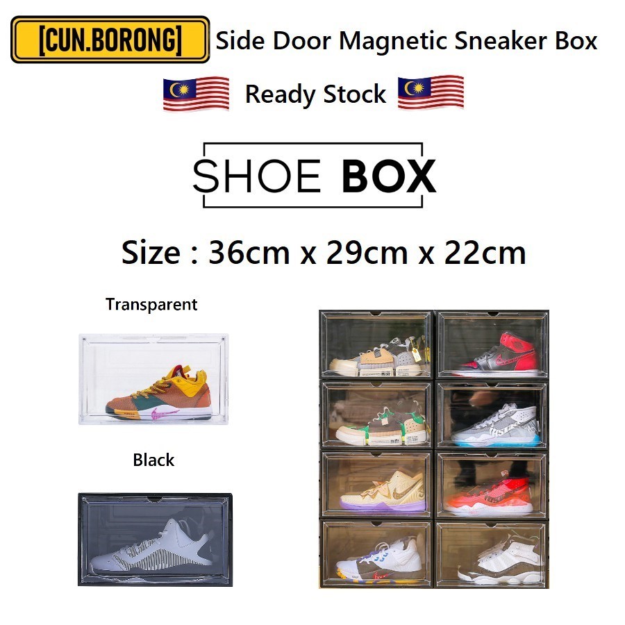 CUN.BORONG New Side Door Magnetic Stackable Sneaker Box Shoe Box Shopee Malaysia