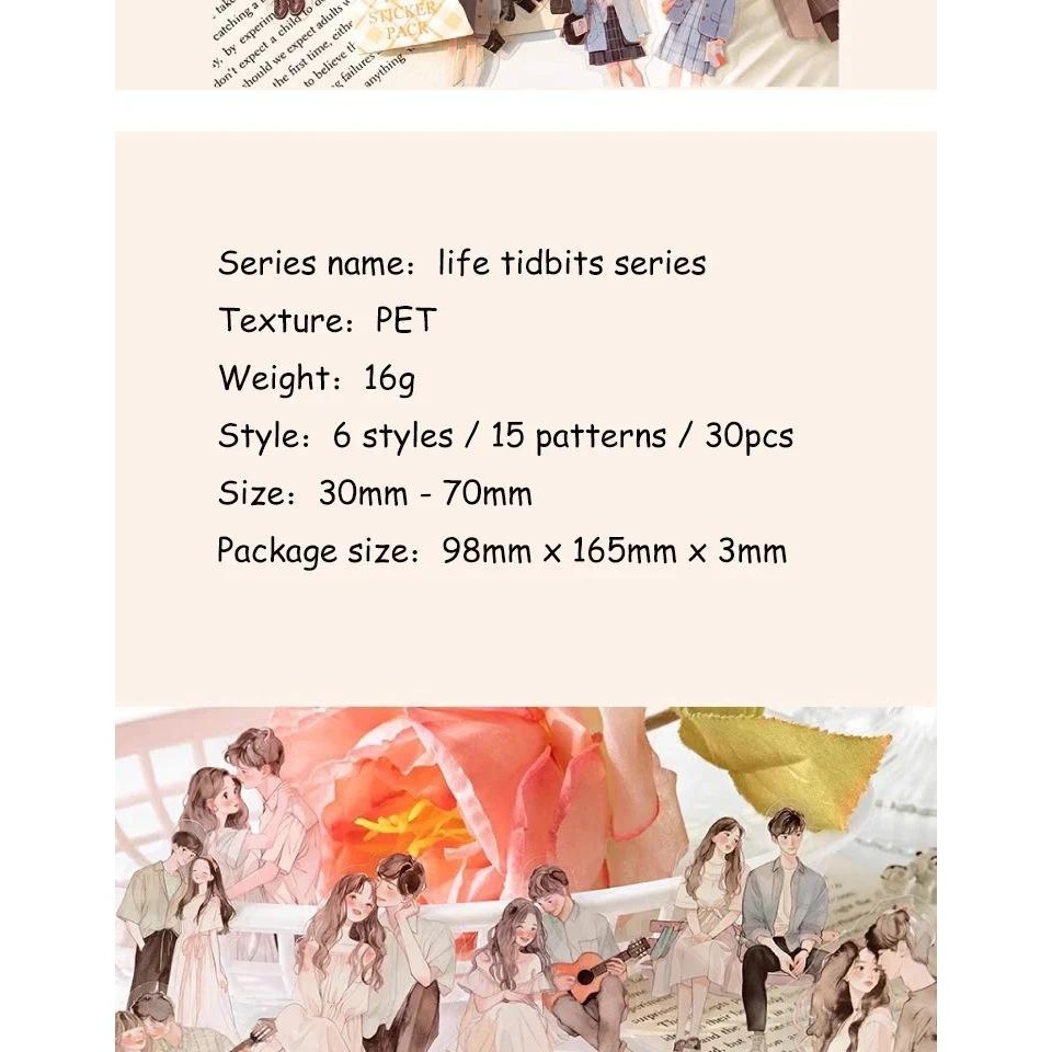 JIANWU 30 Sheets Life Tidbits Series Literary Girl Character Material ...