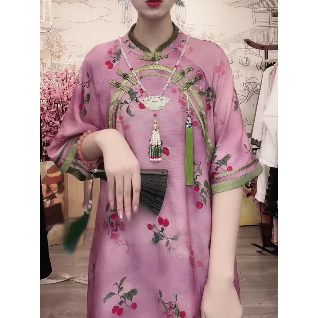 National Style Retro Fashion Buckle Hanfu Dress 2023 Summer New Style Classy Loose Slimmer Look 5158