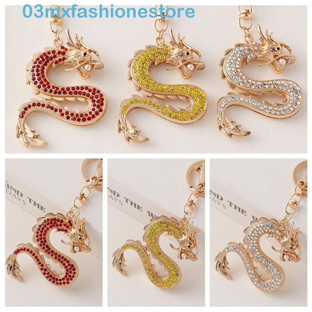 MXFASHIONE Chinese Dragon Car Keyrings, Fashion Rhinestones Dragon Key ...