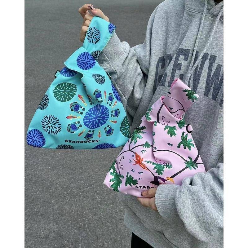 2024 Starbucks Spring Art wrist bag, Dai Lisu rural illustration blue