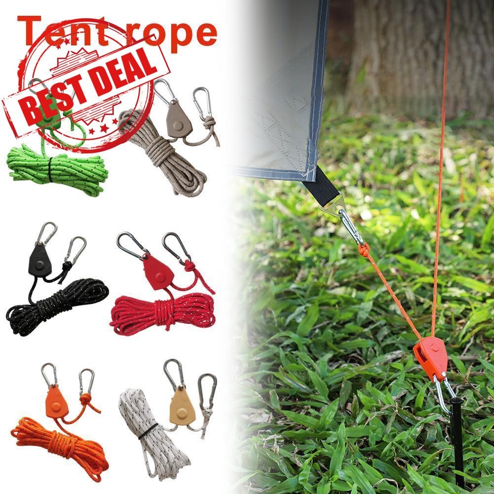 Outdoor Camping Rope Tent Rope Pulley Regulator Adjustable Rope 5m Lifg ...