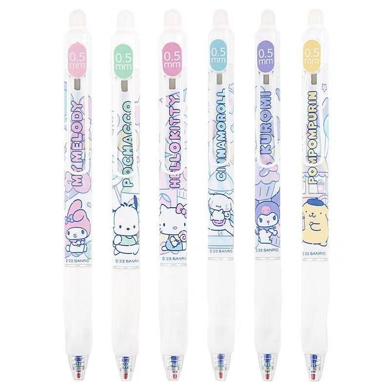 6Pcs/Pack Cute Sanrio Erasable Gel Pen Kuromi My Melody Cinnamoroll ...