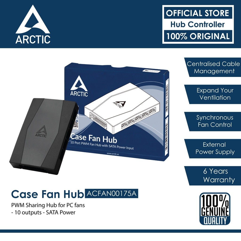 ARCTIC Case Fan Hub 10 Port PWM Fan Hub with SATA Power ACFAN00175A