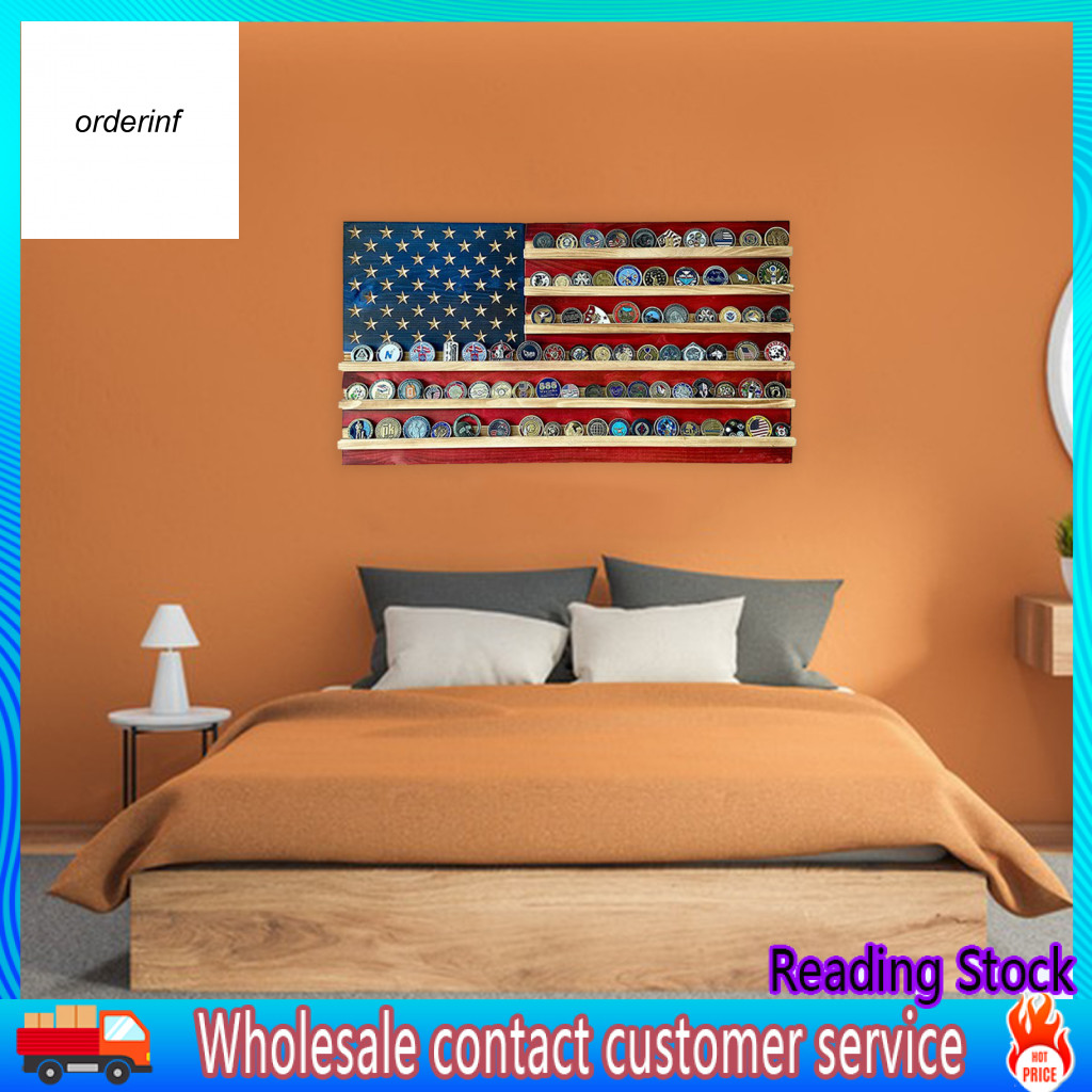 OR_ Coin Display Rack Flag Shaped Coin Rack Wooden American Flag ...