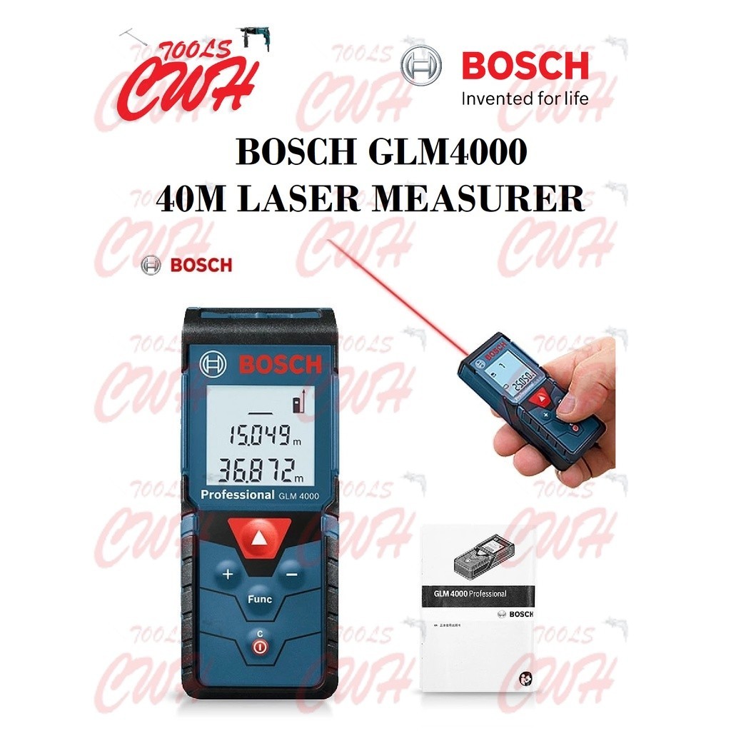 BOSCH GLM4000 40M LASER DISTANCE MEASURER MEASURE MEASURING RULER ...