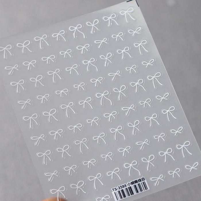 1 4pcs 3d Cartoon Nail Sticker Cute Black And White Silver Golden 