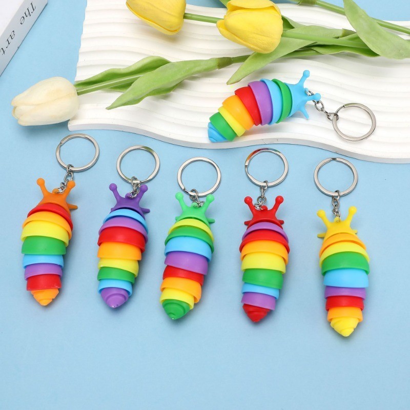 Colorful Slug Snail Caterpillar Keychain Kids Toy Keyring Backpack Car ...