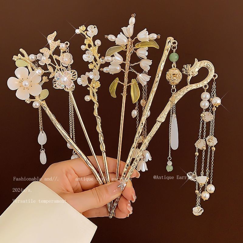 现代发簪珍珠簪子旗袍古风发钗盘发u型中国风钗子女China Style Accessories Hair Stick Hanfu ...