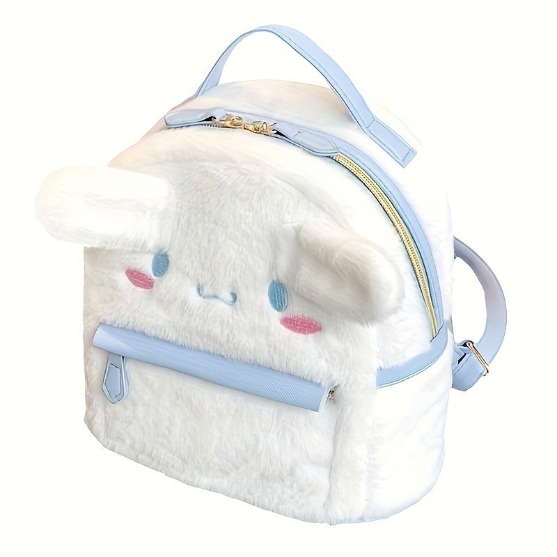 Cute Sanrio Furry Plush Backpack, Cartoon Anime Schoolbag, Cinnamoroll ...
