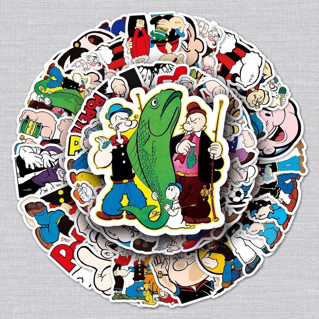 50pcs Popeye Luggage Stickers Stationery Box Stickers Handbook Stickers ...