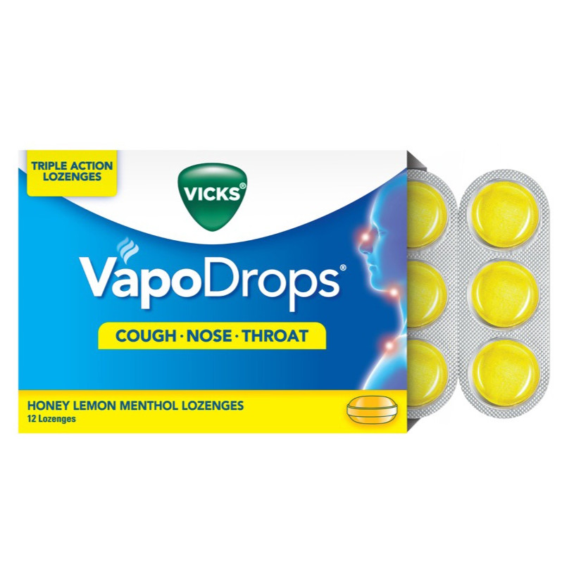Vicks VapoDrops Honey Lemon Menthol Lozenges 12's (Exp: 11/2025 ...