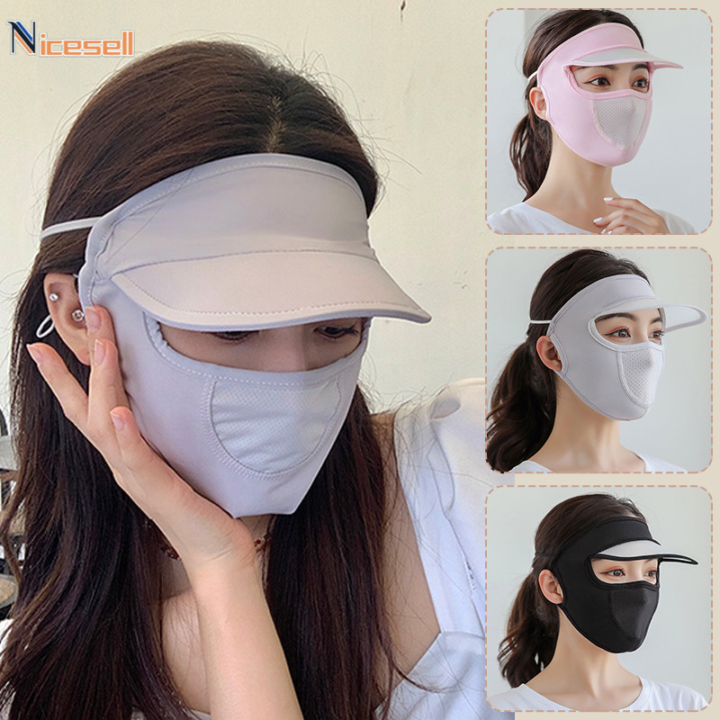 Full Face Women Sunscreen Masks Girls Ice Silk Face Cover Outdoor UV ...