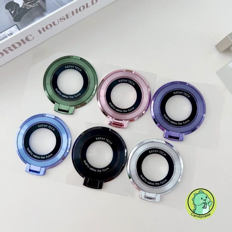 Rotatable Smartphone Stand Ultrathin Metal Finger Ring Holder Wireless Charging Socket