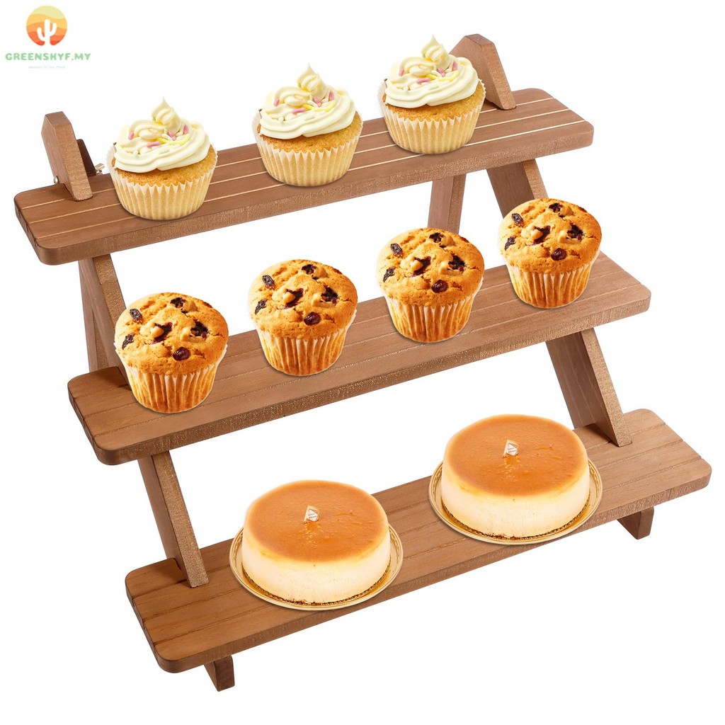 Wood Earring Display Riser Detachable 3-Tier Figurines Display Riser ...