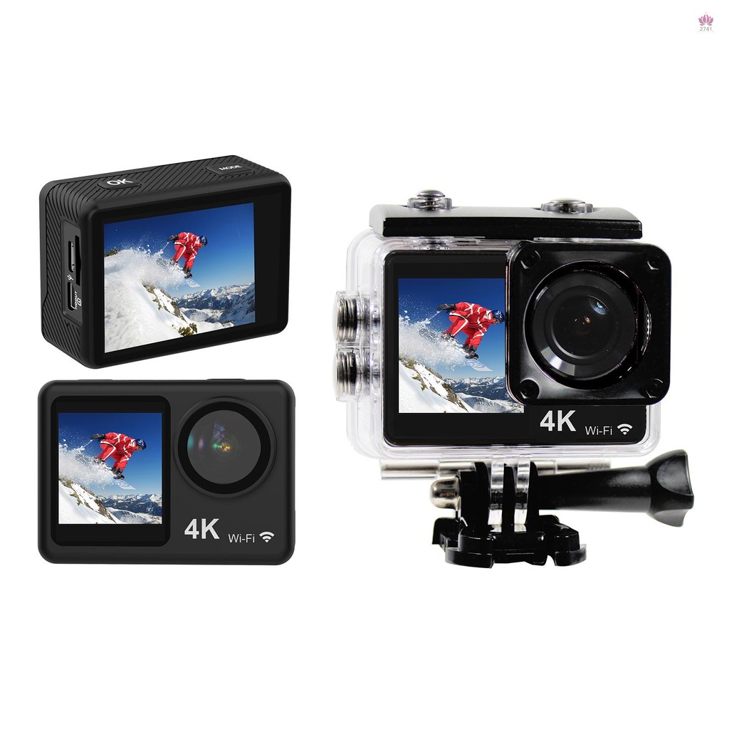 Lens Dual Screen Anti-shake Camera Wifi With 60fps 4k 170°wide 30m/98ft ...