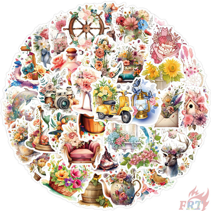 50Pcs/Set Colorful Flowers World Series 02 Stickers DIY Fashion ...