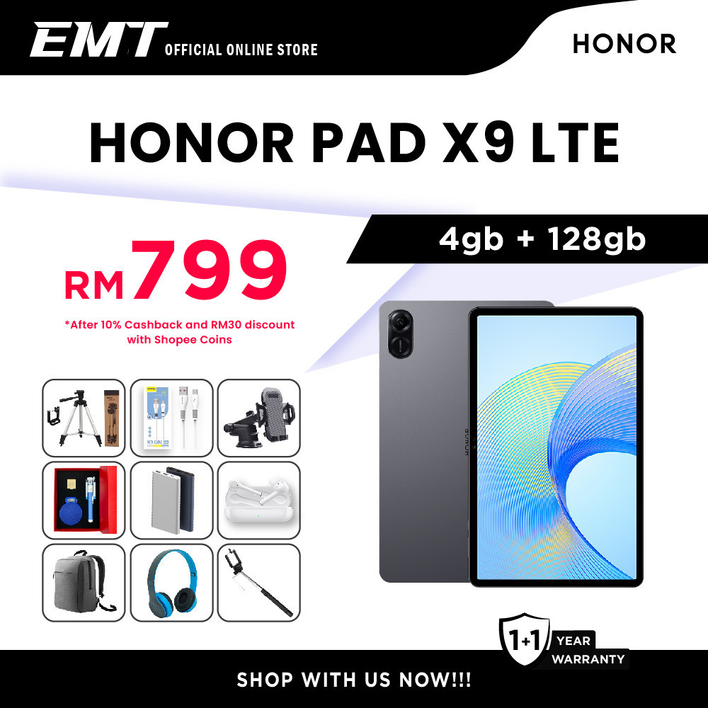 HONOR Pad X9 LTE [4GB + 3GB RAM 128GB ROM] - ORIGINAL HONOR MALAYSIA