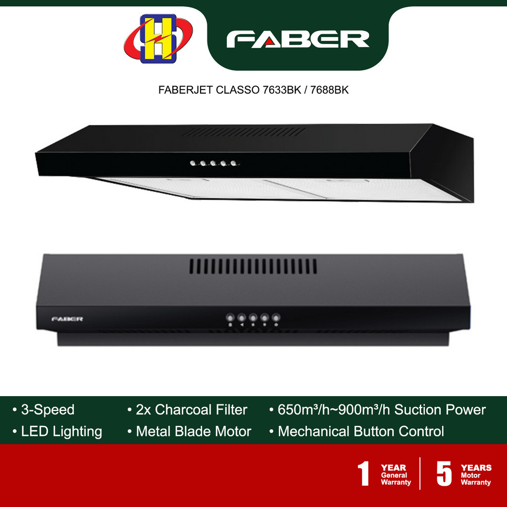 Faber Cooker Hood (650900m³/hr) 3Power S.Steel Body Slim Hood