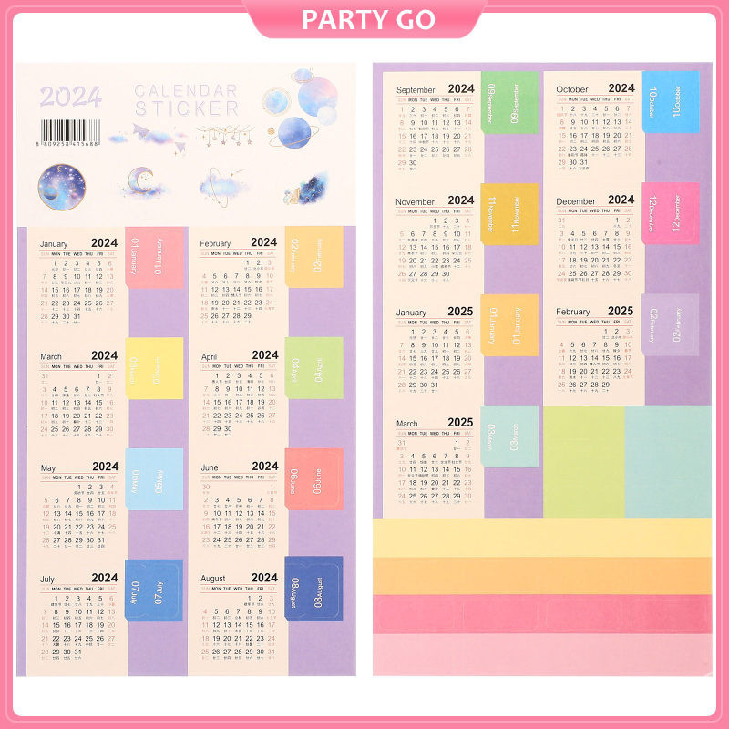 Monthly Index Tabs 2024 Full Year Calendar Label Sticker 4pcs/set ...