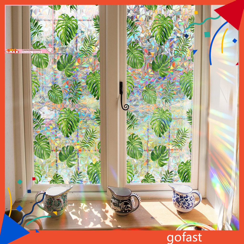 GOF 3d Design Window Sticker Decorative Window Film Colorful Floral ...