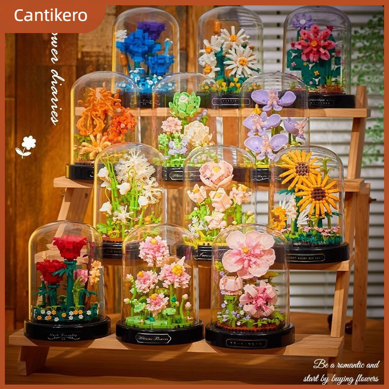 [Ready Stock] Building Blocks Sunflower Lily Flower Decoration Vase ...