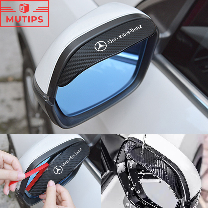Mercedes Benz 2Pcs/Set Car Carbon Fiber Side Rear View Mirror Rain ...