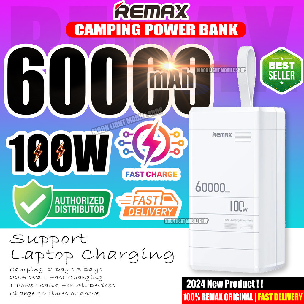 2024 REMAX 60000mAh Original Power Bank 60k PD QC 100W Fast Quick ...