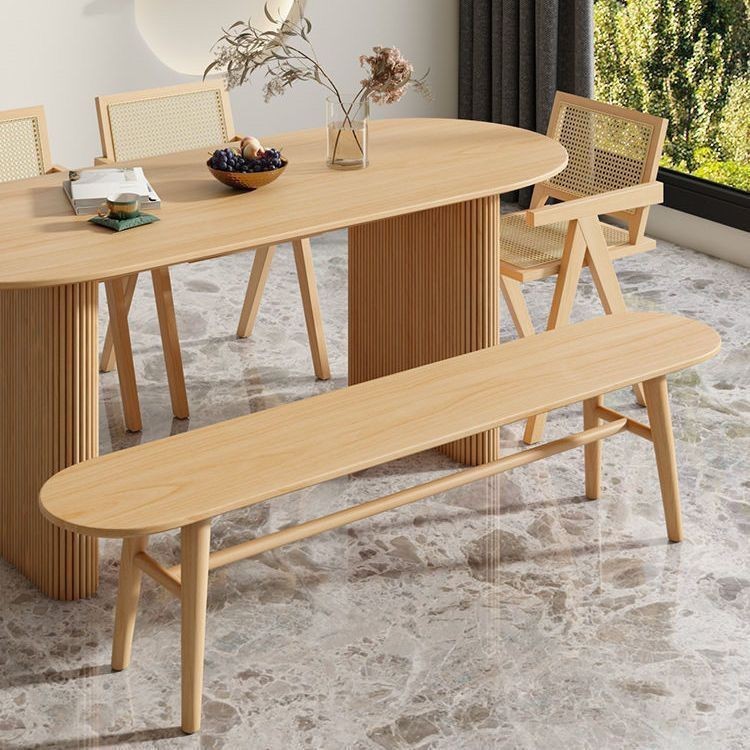 Japanese Solid Wood Dining Table And Chairs Oval Wabisabi Style