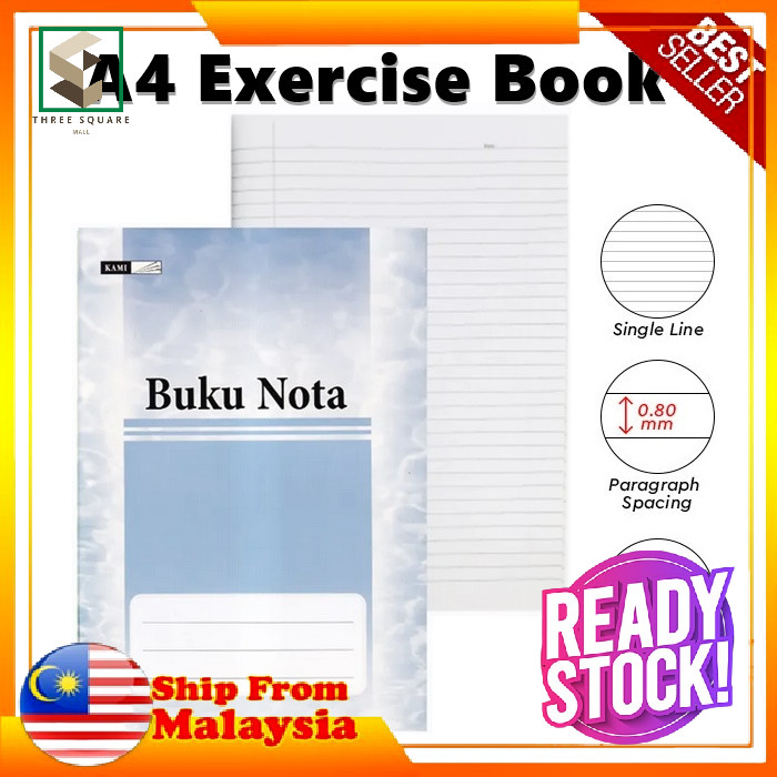 KAMI A4 80 Pages Soft Card Cover Exercise Book: Single Line Ruled for ...