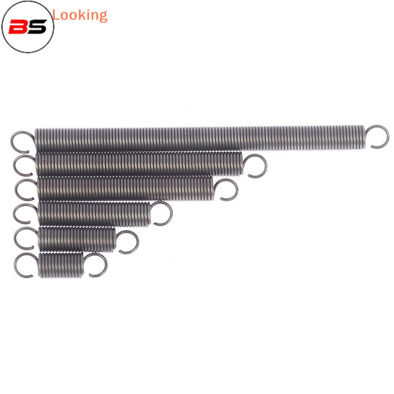 Metal Extension Spring - 31cm Long, 1mm Wire, Silver, Hook