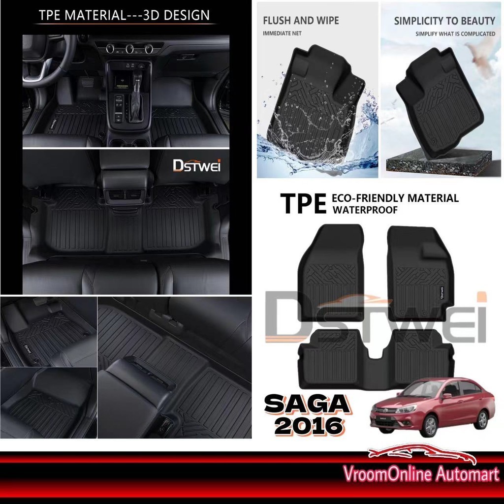 DSTWEI TPE Car Mat Car Carpet Karpet Kerete TPE compatible for PROTON ...