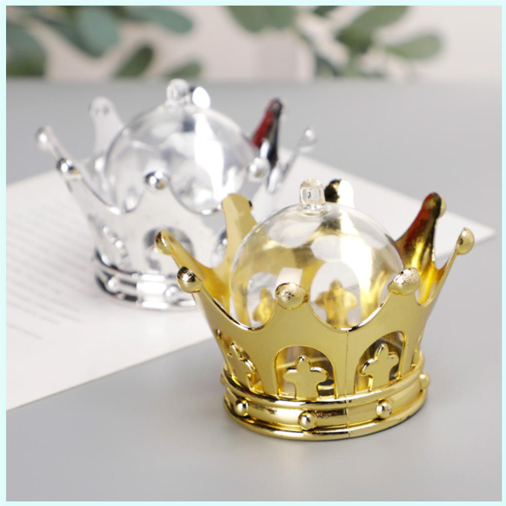 Elegant Hollow Crown Candy Boxes: Gold & Silver Plastic Gift Containers ...