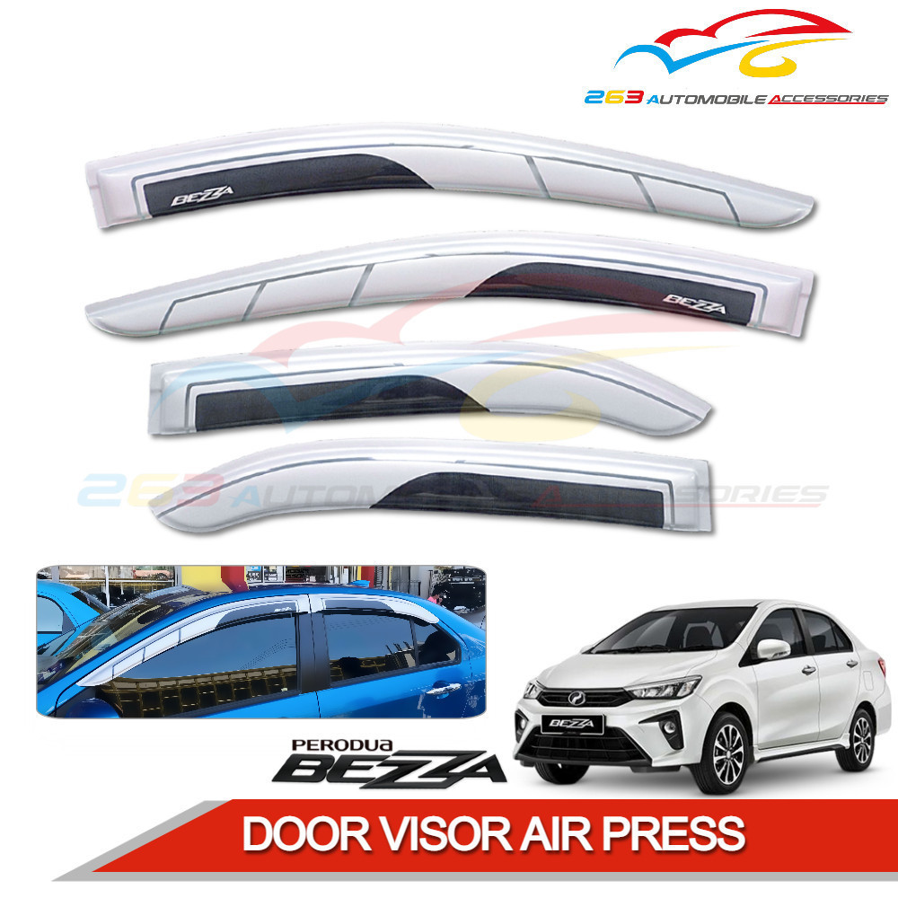 PERODUA BEZZA DOOR VISOR AIR PRESS (SILVER & CARBON BLACK) '4 PC/SET ...