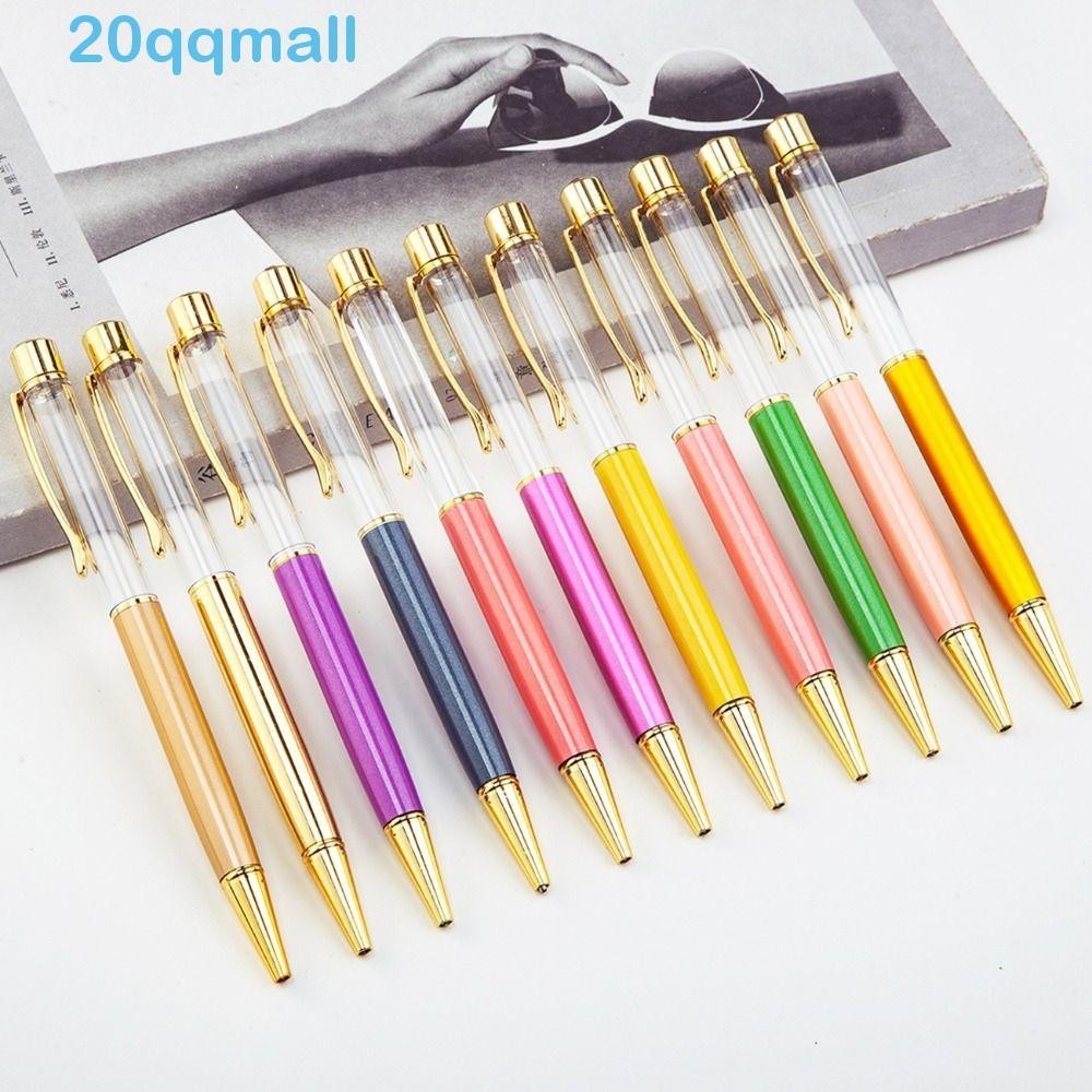 QQMALL Empty Tube Ball Point Pen, Hollow Metal Neutral Gel Pens, Gold