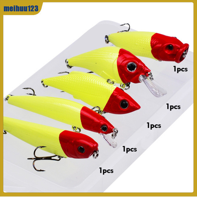 FNC 5PCS Fishing Lures Kit Popper Crank Baits With Double Sharp Treble  Hooks For Saltwater Freshwater Trout Bass Salmon