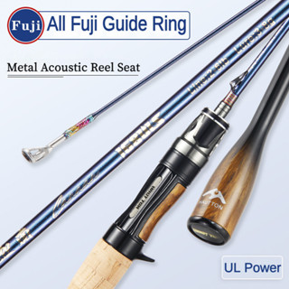 1.5M/1.68M/1.8M Fishing Rod -FUJI O Guide Rings Spinnning/Casting Lure Rod  -Weight 0.8-10g Carbon Fiber Two Sections Sound Knob Light Micro Fish Pole