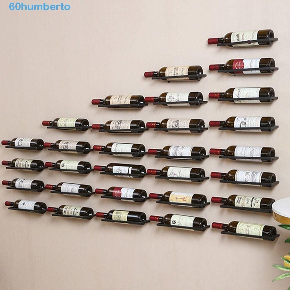 HUMBERTO Wine Bottle Holder, Wall Mounted Black/Gold Wine Rack, Wall