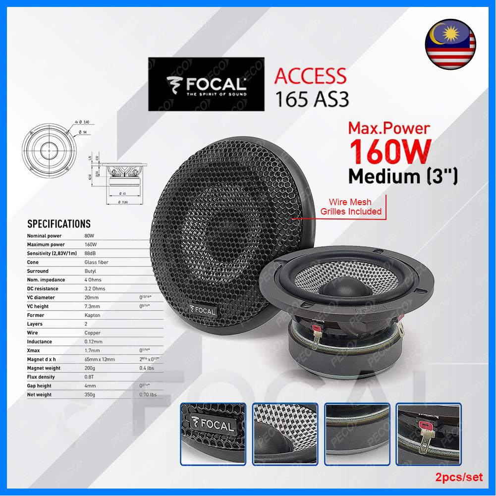 Focal Access Car Speaker 165 AS3 3" / AS2 3.5" The Spirit Of Sound ...