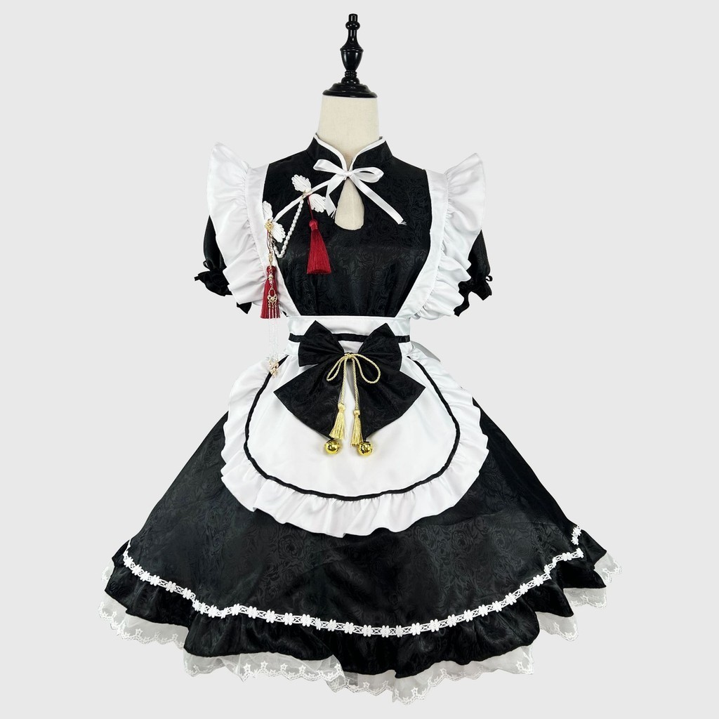 Original~chinese Style Jacquard lolita Dress Maid Costume Plus Size ...